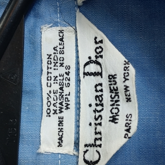 Christian Dior Monsieur men's med blue short sleeve casual button down shirt - Picture 4 of 7